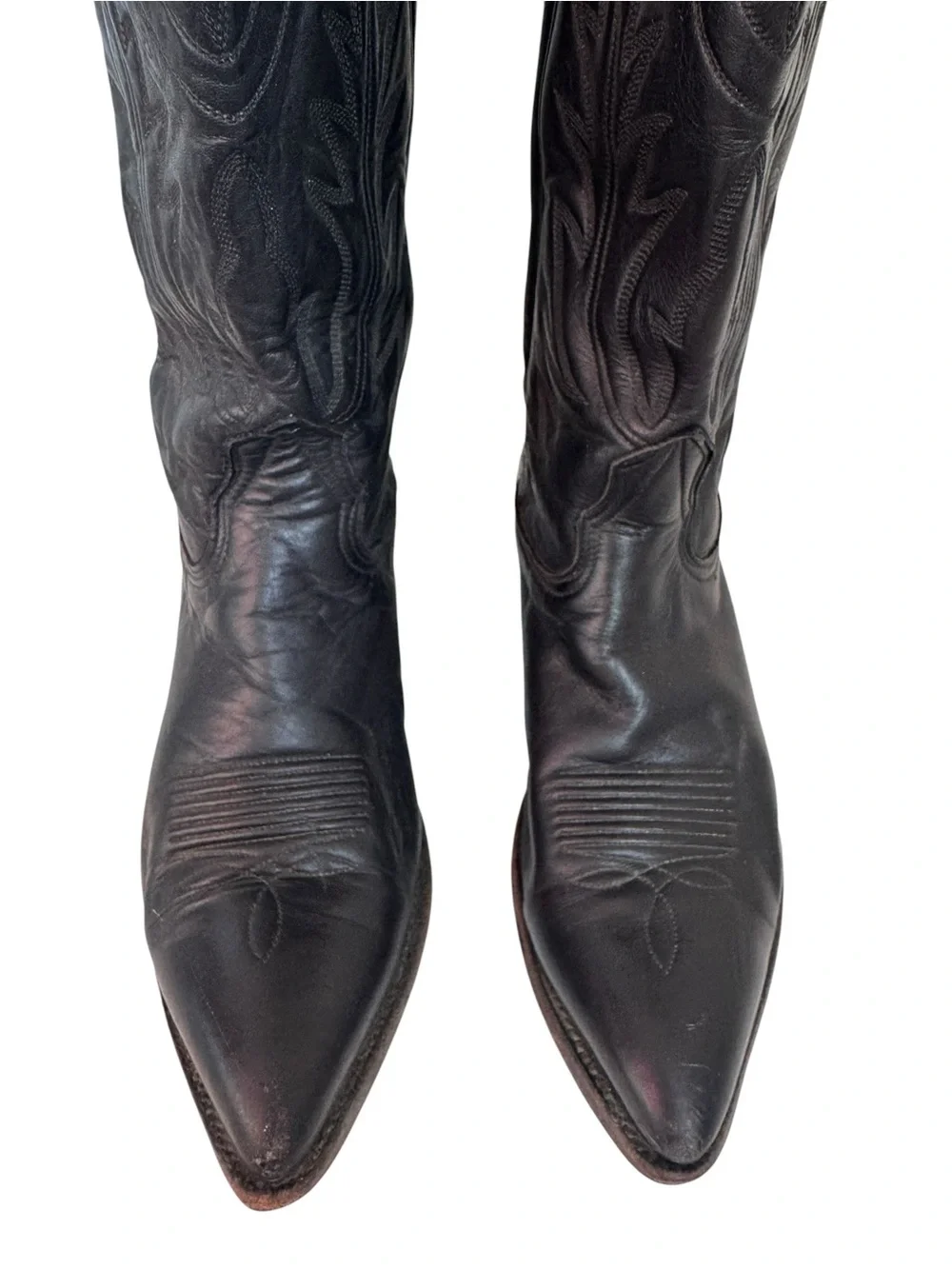 VINTAGE Nocona Men's Black Leather Western Boots Made in USA 90s Size 7C